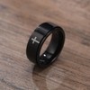 8mm Titanium Steel Black Fidget Ring Engraved Small Cross Stainless