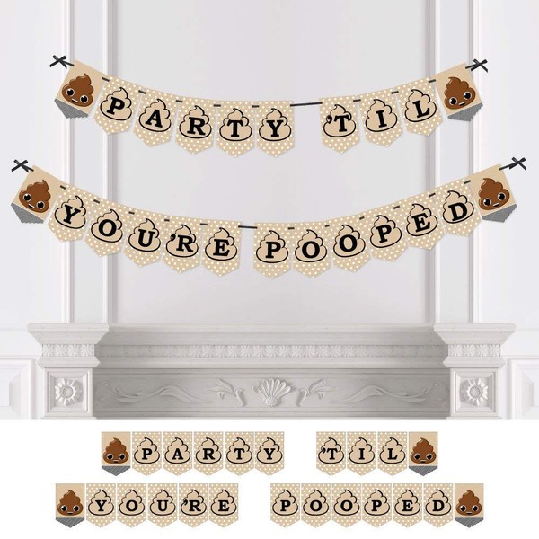 Party 'Til You're Pooped - Poop Emoji Party Bunting Banner