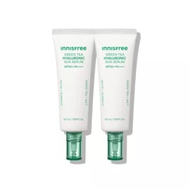 Innisfree 이니스프리 그린티 히알루론산 진정 수분 선세럼 SPF50+ PA++++ 50mL 2개 Innisfree Green Tea Hyaluronic Acid Soothing Moisturizing Sun Serum SPF50+ PA++++ 50mL 2pcs