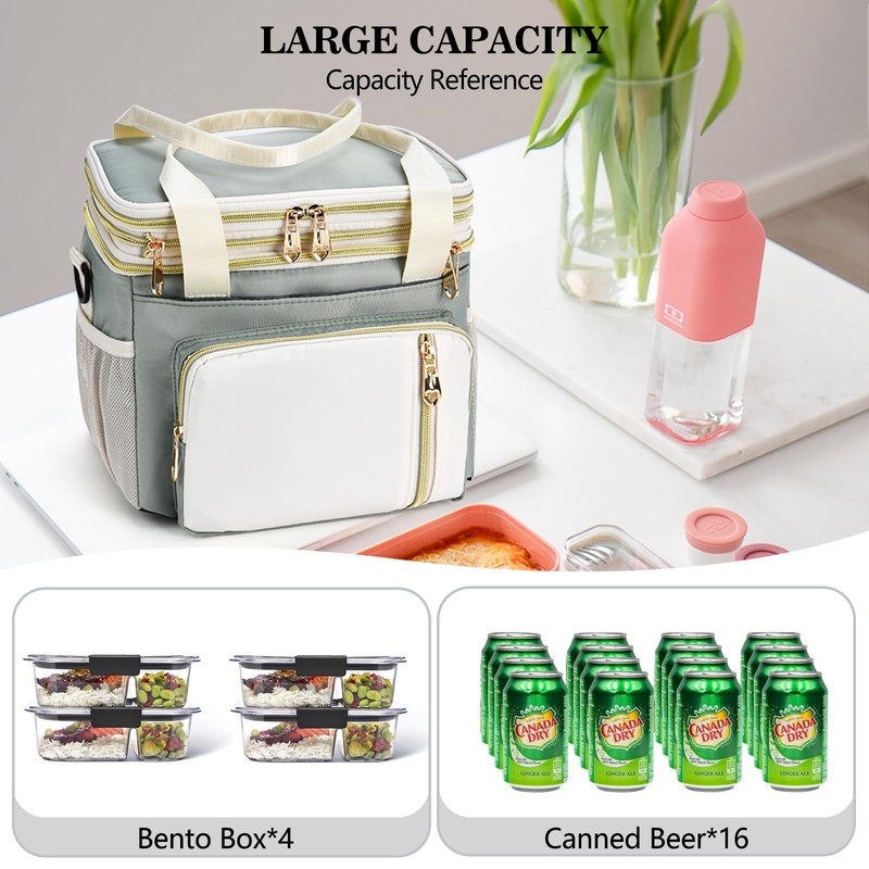 LOKASS Lunch Box & Lunch Bag for Women Men Double
