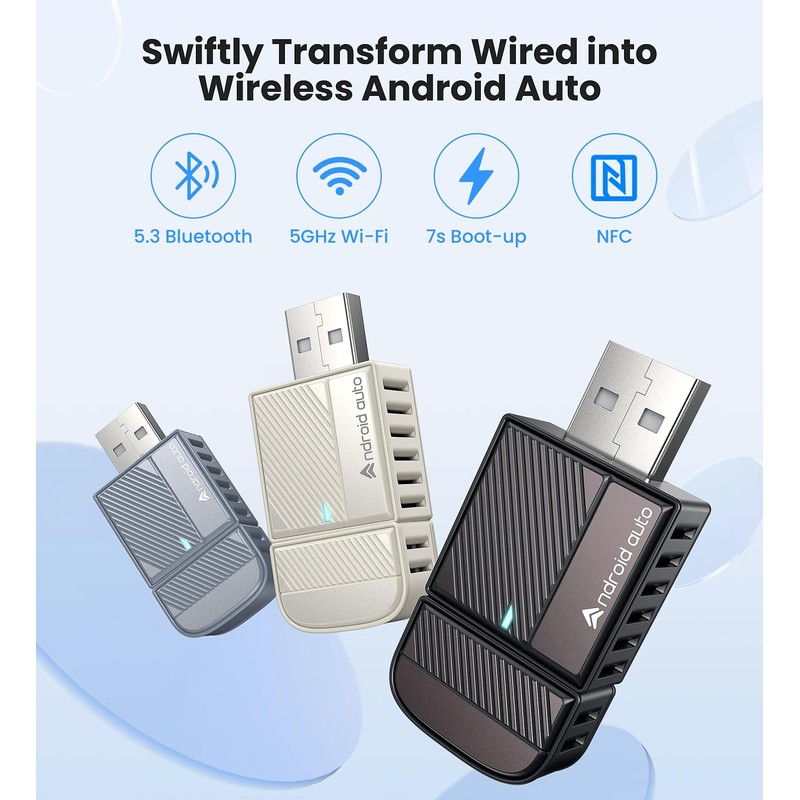 ByteWave Android Auto Wireless Adapter, 2025 NFC Convert Wired to