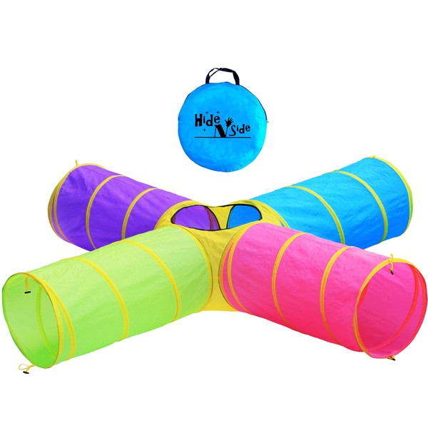 Hide N Side Kids Play Tunnels, Indoor Outdoor Crawl Through Tunnel for Kids Dog Toddler Babies Children , Pop up Tunnel Gift Toy
