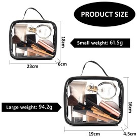 Asheyya 2 Packs Clear Makeup Bag, TSA Approved Toiletry Bag with Handles, Portable Waterproof PVC Clear Cosmetic Bag for Travel