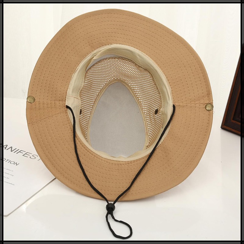 [ホワイトファング] アウトドア サンハット 帽子 メッシュ 大きいつば おしゃれ UVカット メンズ CZ968(カーキ)