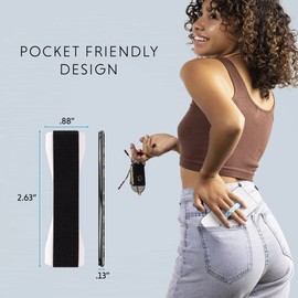 LOVEHANDLE Universal Phone Grip for Smartphones & Mini Tablets - Phone Holder for Hand - Wireless Charging Compatible - Made in The USA - Black Elastic Strap with White Base