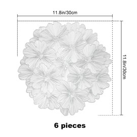 fanquare Silver Round Placemats 6 Pcs, Pressed Vinyl Round Table Mats for Dinner Table, Hollow Ginkgo Place Mats Holiday Wedding Accent Centrepiece