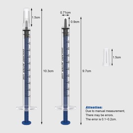 12 Pack 1ml Plastic Syringes, Individually Sealed Syringes Colostrum Syringe With Caps for Refilling and Measuring Liquids, Scientific Labs, Plant Watering, Pet Feeding ,Glue Applicato(12pcs)