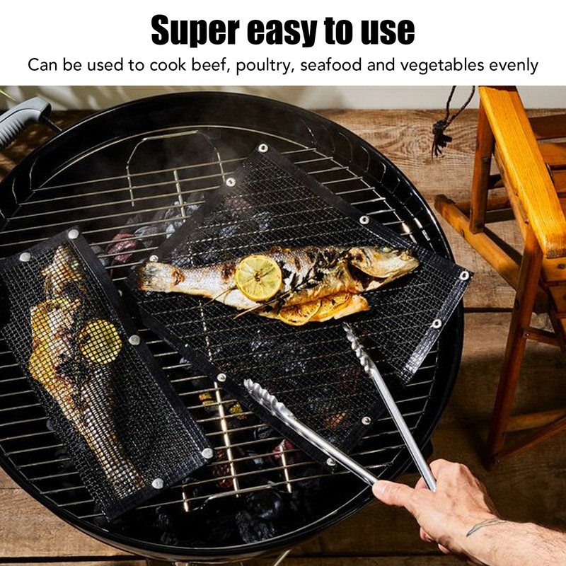 Grilling Pouches Fiberglass Mesh Non Stick High Temperature Resistant BBQ