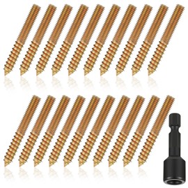 Hicarer 20 Pack 5/16-18 x 6 Inch Hanger Bolts Double Headed Bolts with Driver Self Tapping Screw Threaded Rod Screws for Furniture Double Headed for Wood Furniture Joint
