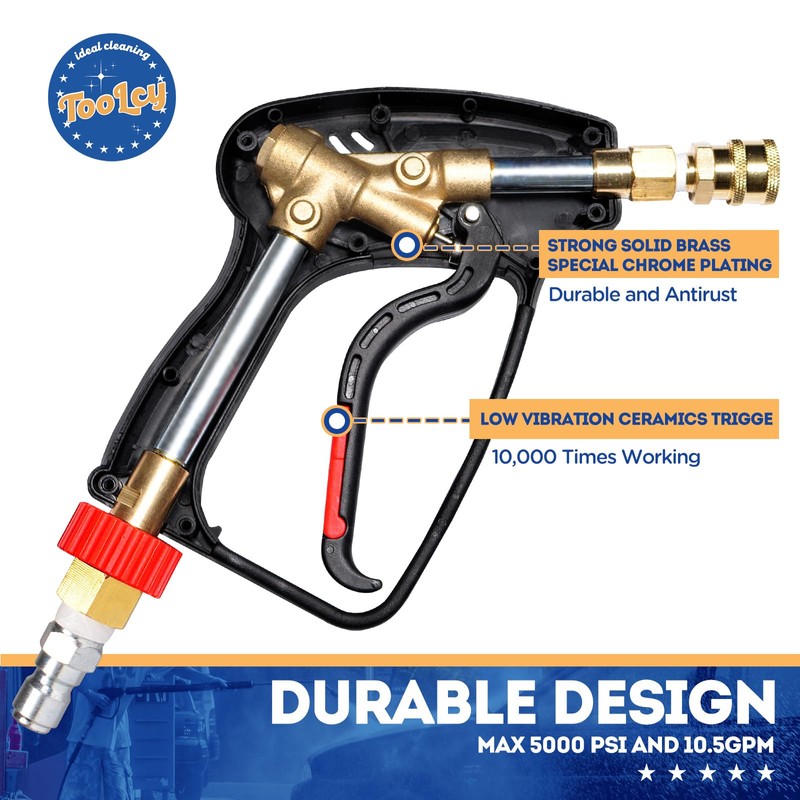TOOLCY Pressure Washer Short Gun, Commercial 5000 PSI / 10.5