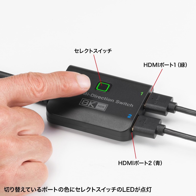 Sanwa Supply SW-HDR8K21BD HDMI Switcher (2 Input, 1 Output or
