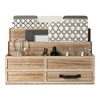 Blu Monaco Natural Wood Mail Organizer with Drawer and Pen Holder - Desk Organizer and Sorter for Bills, Storage, Countertop and Kitchen
