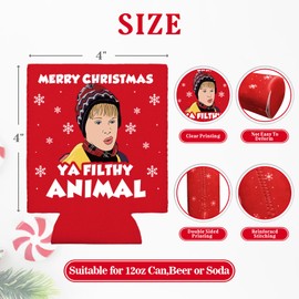 Funny Christmas Beer Can Covers, Home Alone Christmas Decorations, 8 Pcs Can Cooler Sleeves, 12 oz Reusable Can Coolers for Beverage Drinks, Holiday Party Decor Supplies, Home Alone Merchandise Gifts