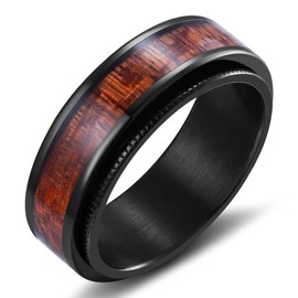 Adreamz 8mm Black Fidget Spinner Wood Ring Anxiety Wood Inlay Spinner Ring For Men & Women Wedding Gear Edge 11