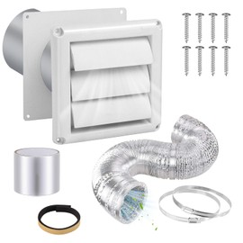 Dryer Vent Kit Through Wall with Hose/Duct Connector/Wall Plate, 4 Inch Dryer Vent Hose Connector Wall Ducting Kit for Ceiling Washer Air Circulation, Bathroom Ventilation Fans Exhaust