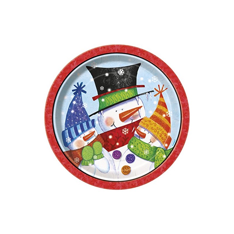 Unique Party 47625 - 23cm Snowman Buddies Christmas Party Plates,