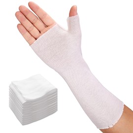 Velpeau Hand Socks for Splint (Pack of 10), Breathable, Thin Stockinette Tubing for Arm, Wrist Brace with Thumb Spica Liner, Cotton Gauze Sleeve, Under Cast Wrap, Arm Cover for Men and Women (White, Light Version, L)