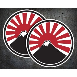 L1G JDM Mt Fuji Rising Sun Badge Vinyl Decal Fits Honda, Nissan, Toyota Japan Flag