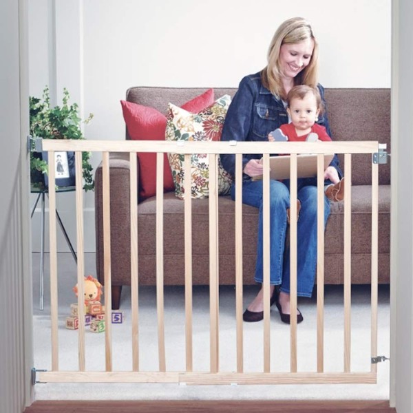 Toddleroo by North States 42" Stairway Swing Baby Gate, Ideal for Standard Stairways, Swing Control Hinge & One Hand Operation, Hardware Mount, Fits 28"- 42" Wide, Sustainable Hardwood, 30" Tall
