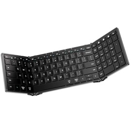 Foldable Bluetooth Keyboard, Full Size Wireless Keyboard with Numeric Keypad, Portable Travel Keyboard for Windows iOS Android Tablets and Smartphones,Sync Up to 3 Devices(Black)