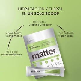 Matter U-nit Stronger, Electrolitos Sin Azucar Premium con Creatina Creapure®, Polvo para Mezclar, Hidratación y Rendimiento para Pre Entreno y Entren