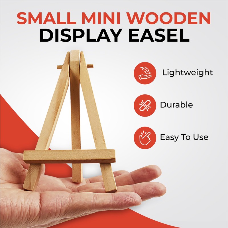 Small Mini Wooden Display Easel - Natural Wood Card Canvas