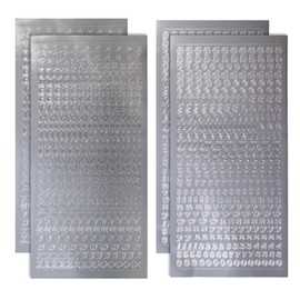 YS-046 English Number Sticker [Silver] Silver English Letters Uppercase Lowercase Alphabet Small Trading Card Decoration, Large Capacity [Total 4 Sheets]
