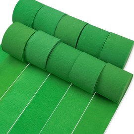 PartyWoo Crepe Paper Streamers 10 Rolls 820ft, Pack of Light Green Party Streamers, Crepe Paper for Birthday Party Decorations, Wedding Decorations, Baby Shower Decorations (1.8 in x 82 Ft/Roll)