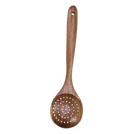 LABRIMP Handcrafted Colander Skimmer Ladle High-Temperature Resistant Kitchen Utensil for Cooking and Straining Natural Grain Design