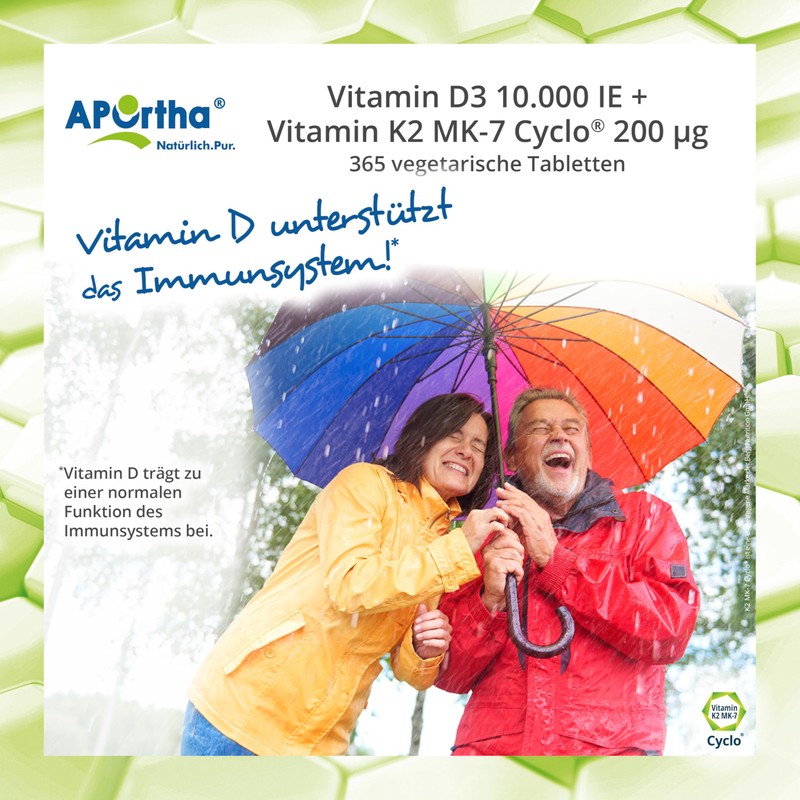 APOrtha Vitamin D3 10,000 IU + 200 μg K2 99+%