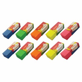 ZOFAX NatCol Coloured Medium Erasers, Pack of 10, Multi Colour Pack, Pencil Rubber Soft Erasers Pack, Perfect for School Home Office Classroom Teacher Supplies, iZOFAX Black Ball Pen