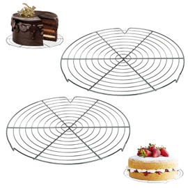 Rund Abkühlgitter, 2 Stück Abkühlgitter aus Rostfreiem Stahl, 32cm Rund Kuchen Kuchenrost, Edelstahl Kuchengitter Abkühlgitter, Tortenkühler, Kuchengitter für Gleichmäßiges und Schnelles Auskühlen