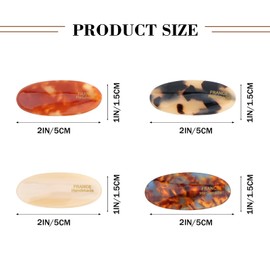 KIUEZIR 4 Packs Tortoise Shell Duckbill Hair Clips with 4 Styles, Smooth & Durable for Women, Vintage Acetate French Barrette Clips - Perfect for Everyday/Party/Wedding Hairstyles, Thick/Thin Hair