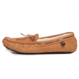 Lucky Brand Mens Micro-Suede Moccasin Slippers with Faux Sherpa Lining