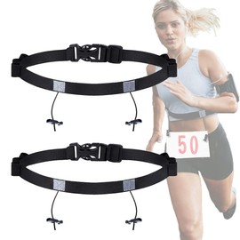 LICHUANUK Start Number Strap [Pack of 2] Running Belt Running Belt Number Belt Elastic Start Number Belt with Sliding Cord Loops Start Number Strap