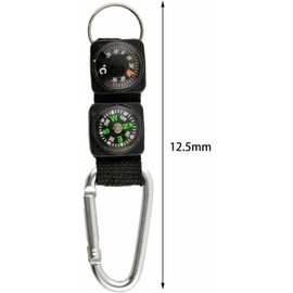 Black Carabiner Key Chain Compass Thermometer Metal Camping Outdoor Gadgets Hiking Survival to Multifunctional Mountaineering Sports Outdoor Recreation Accessories