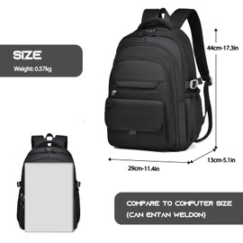 Myhozee Rucksack Schwarz Damen Schulrucksack Teenager Mädchen Jungen Leichter Schultasche 14 Zoll Laptop Rucksäck School Bag College Backpack Daypacks für Women Men Work Uni Travel Schule