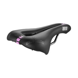 Selle Italia Diva Gel Flow - Women's City Bike Mountain Bike Manganese Frame Comfortable Gel Padding - Size L3, Black/Pink
