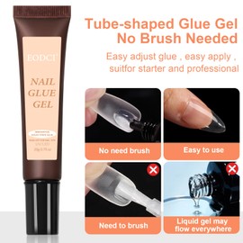 EODCI Soft Gel Nail Tips Glue Gel Solid Curvlife Nail Glue Gel, 20g Lamp Curing Needed Solid Soak Off Glue Super Strong Nail Glue Gel for Acrylic Nails Extension Fake Nails Press On Nail Tips