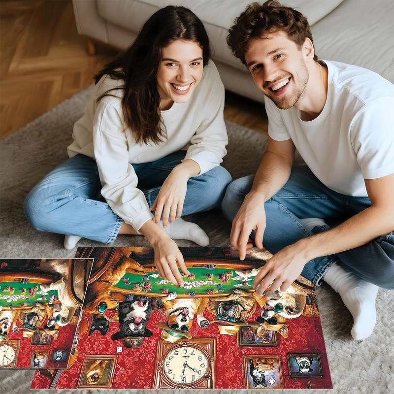 2000 Piece Puzzles for Adults – Funny Dogs Playing Poker