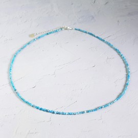 Natural Larimar 2mm Tiny Beads Choker Sapphire Healing Reiki Woman Necklace Gift