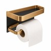 Aluminum Toilet Paper Holder with Shelf – No-Drill Black Gold