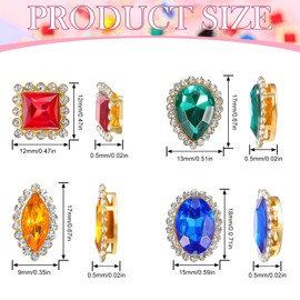200 Pieces Sew on Rhinestone, Crystals Acrylic Gems Rhinestone Metal Prong Setting Flatback Multi-Colors Mixed Shapes Sewing Rhinestones for DIY Crafts Clothes Shoes Bag Decorations Costume