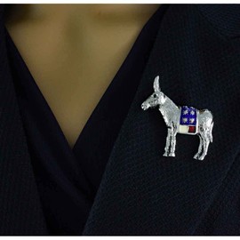 Lilylin Designs Red White & Blue Patriotic Enamel Donkey Brooch Pin for Men Women