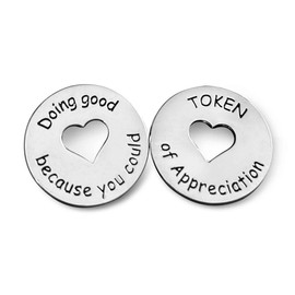 Trainers Warehouse Heart Tokens (10/Set) | Show Your Appreciation for a Colleague, Friend, or Perfect Stranger | "Token of Appreciation" on one Side, "Doing Good Because You Could!" on Reverse
