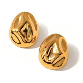 WARIDAR 18K Gold Plated Hammered Punk Rivet Studs | Hypoallergenic Vibrant Stud Earrings | Trendy Studs for Women