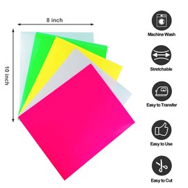 EVERYGLOW - Película de vinilo de transferencia de calor 3D Puff HTV, 5 hojas de 8 x 10 pulgadas, vinilo de transferencia de calor que brilla en la oscuridad, para planchar, telas, camisetas