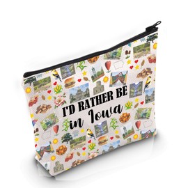 VAMSII Iowa State Souvenirs Gift I’d Rather Be in Iowa Makeup Bag Iowa Home Cosmetic Bag Iowa Tourism Gift (Rather Be in Iowa M C)