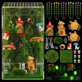 Jumping Spider Enclosure Kit Acrylic Terrarium Reptile Enclosure Accessories Insect Habitat for Mantis Tarantula Snail (Large)