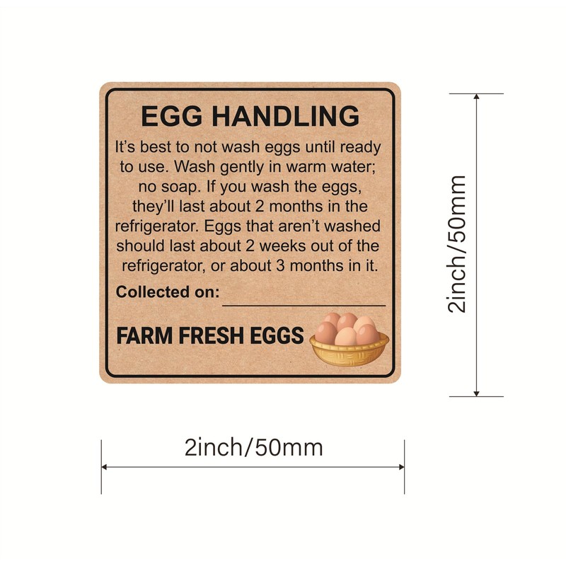 M MeshaKippa Farm Fresh Egg Handling Instruction Sticker, 2 inch,